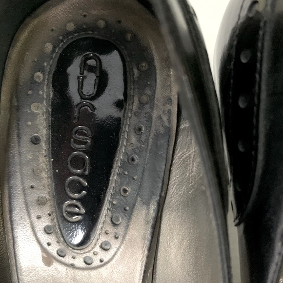 Shiny black real patent leather loafers with tassel & bow comfy block heels Eu39 - Picture 12 of 16